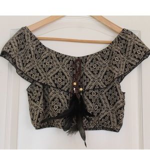 Fio Fio Boho Crop Top with feathers size M